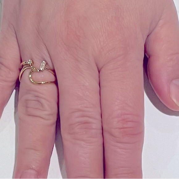 Open Design Cubic Zirconia Ring in real 14K Gold plated 925 Sterling Silver - Picture 6 of 7